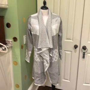 Gray & White long cardigan by Evolution by Cyrus